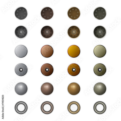 Metal jeans buttons and rivets.