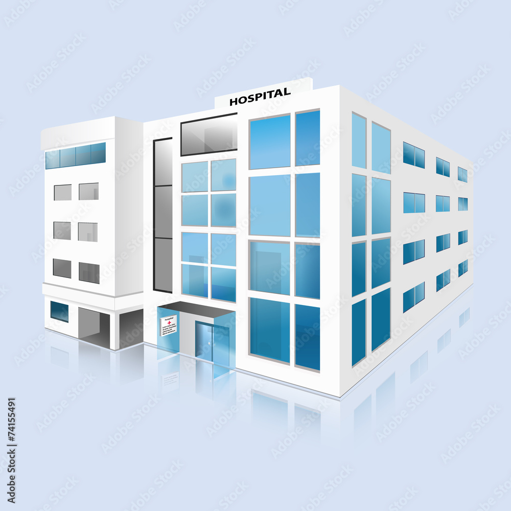 hospital building high detailed vector with reflection