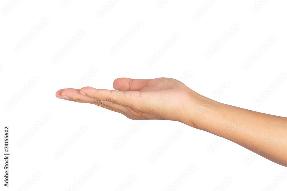 Hand on white background