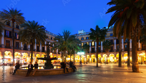 Placa Reial in winter evening. Barcelona