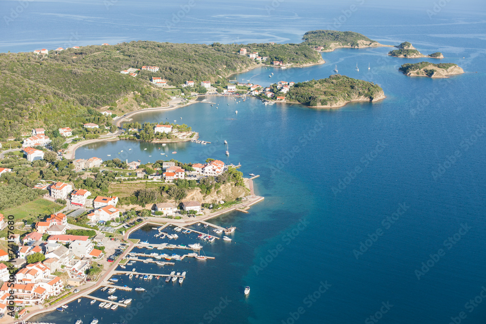 aerial view of croatia coast line Rab island