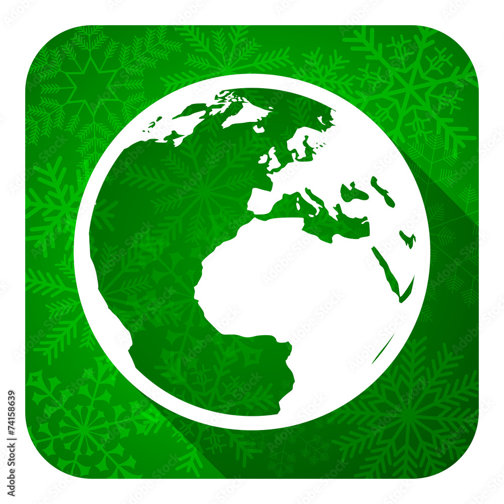 earth flat icon, christmas button, world sign