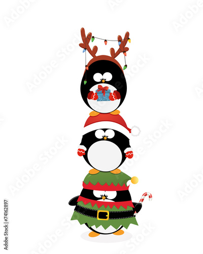 Christmas Penguins Piled Up