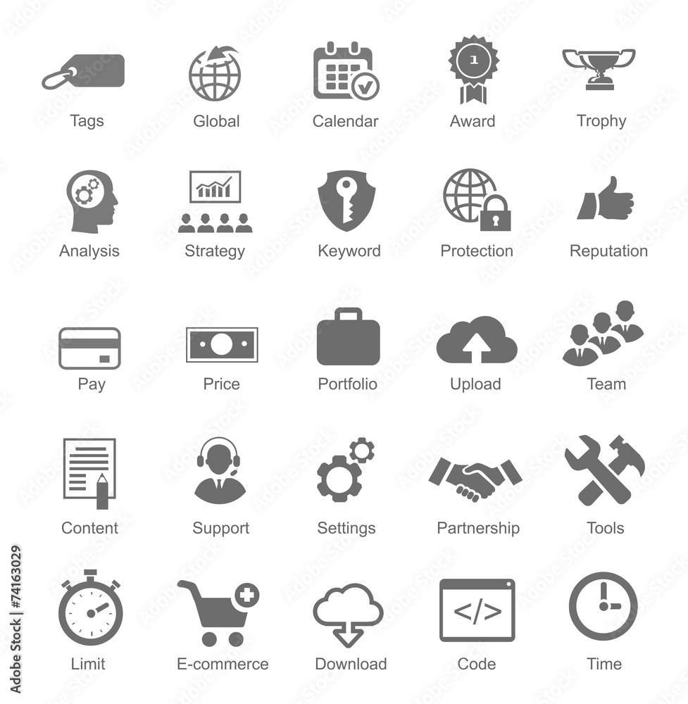 Set silhouetted black and white SEO internet icons for Set silhouetted black and white SEO internet icons for