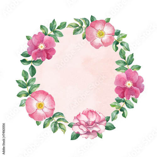 Watercolor floral frame. Perfect for greeting card or invitation