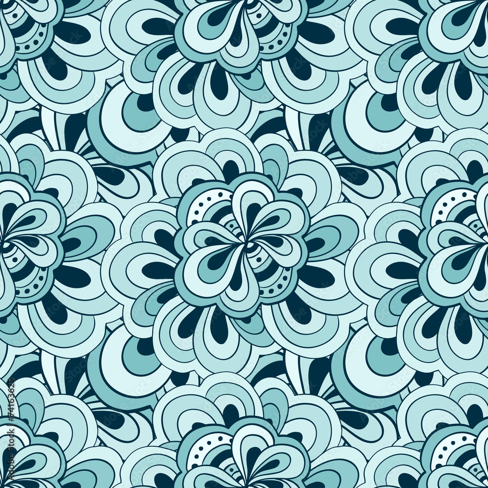 Obraz premium Vector doodle hand drawn seamless floral pattern