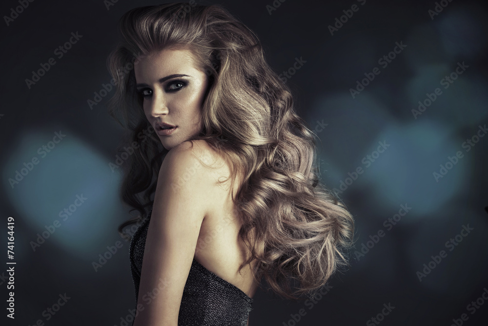 Serious blond woman with amazing look Serious blond woman with amazing look