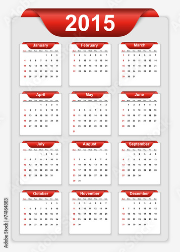 Vector simple calendar 2015 year.
