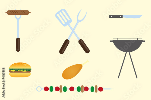 Barbecue grill party vector set
