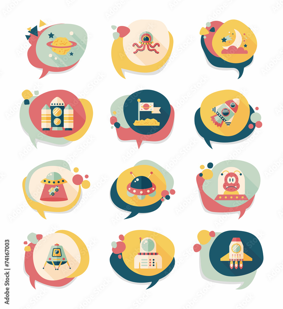 Space speech bubble flat design background set, eps10 Space speech bubble flat design background set, eps10
