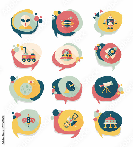 Space speech bubble flat design background set, eps10