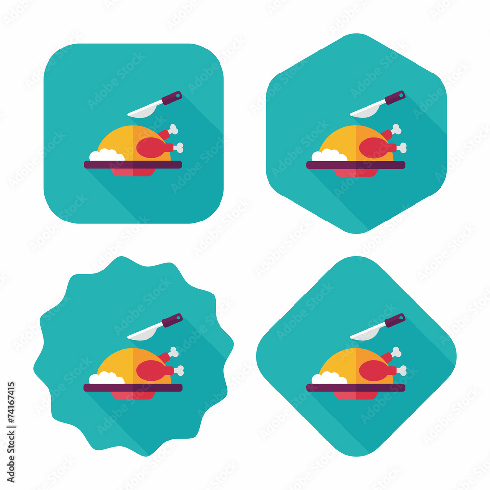 Grill chicken flat icon with long shadow,eps10