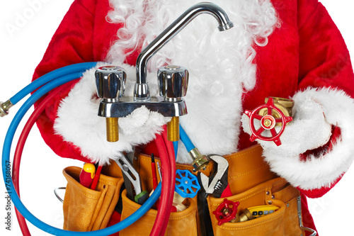 Santa Claus with a tool belt.