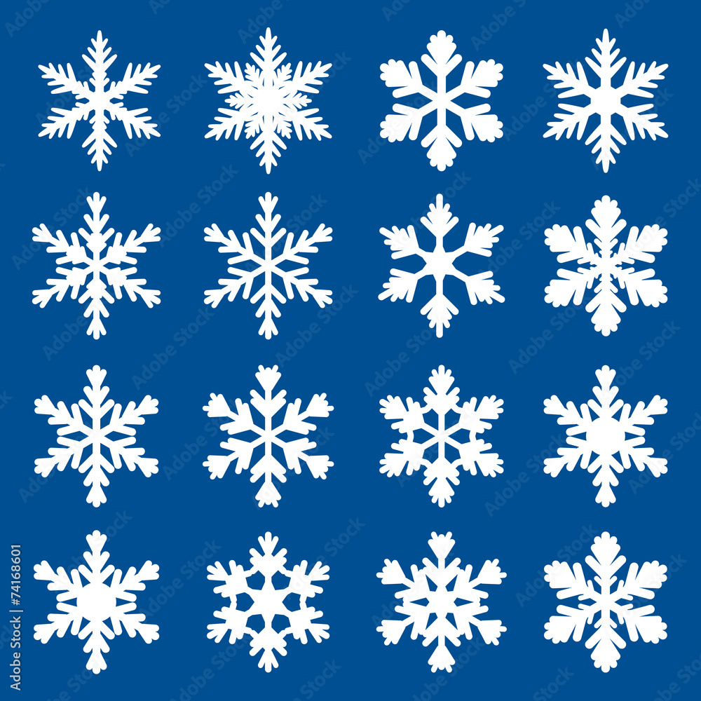 Set of white snowflakes Set of white snowflakes