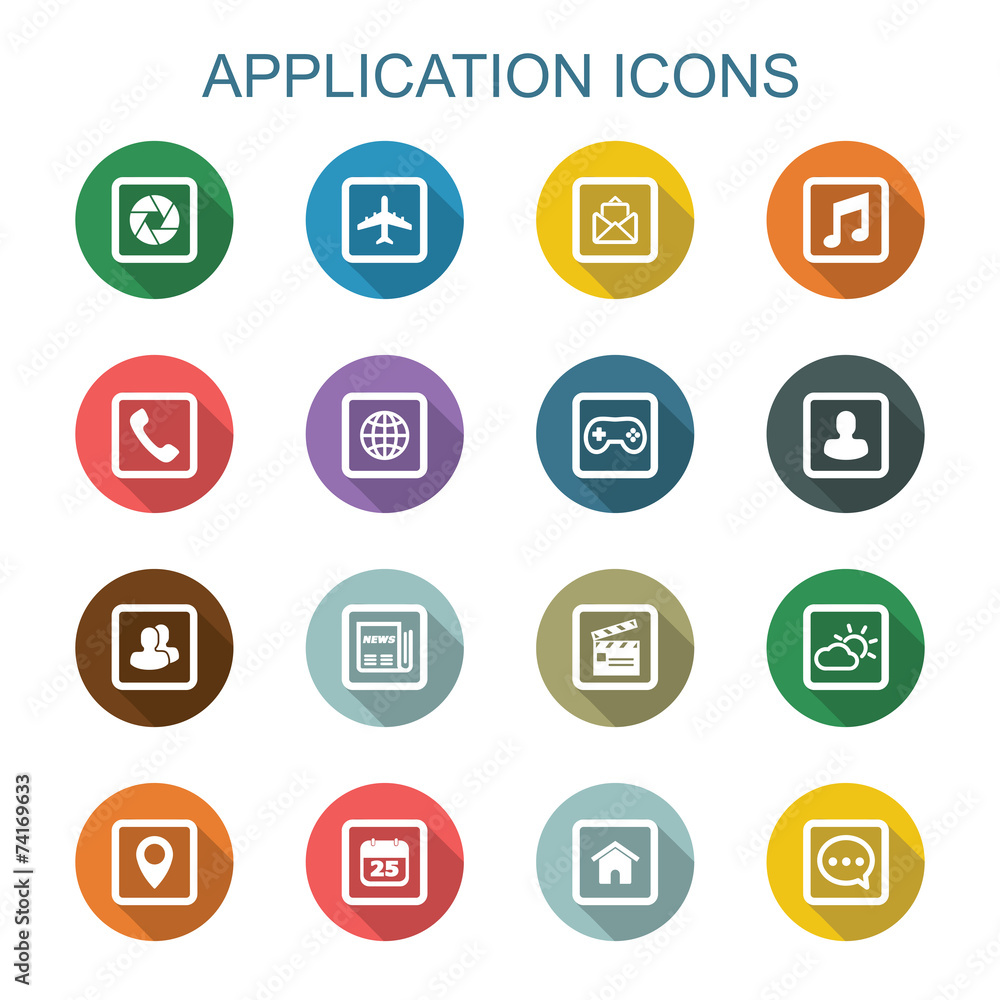 application long shadow icons application long shadow icons