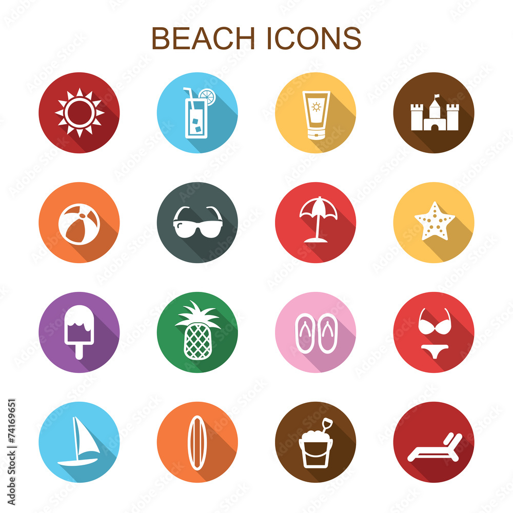 beach long shadow icons beach long shadow icons