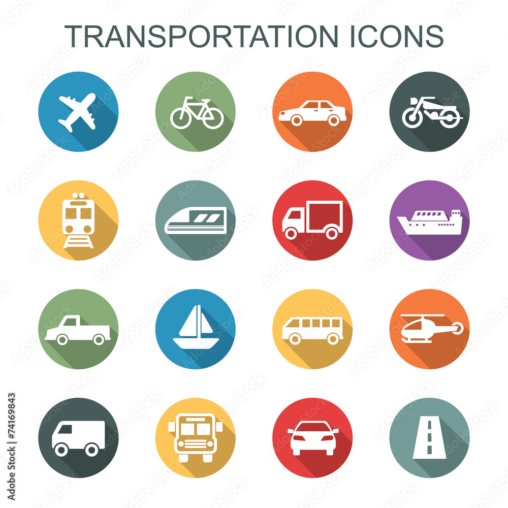 transportation long shadow icons