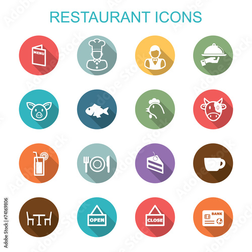 restaurant long shadow icons