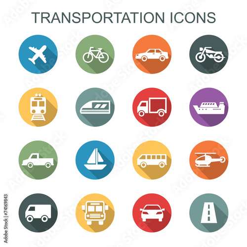 transportation long shadow icons