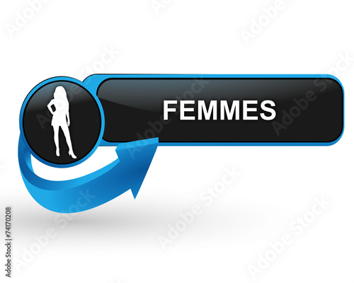 femmes sur bouton web design bleu