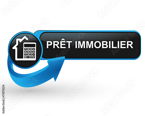 prêt immobilier sur bouton web design bleu