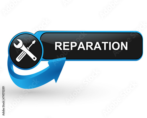 réparation sur bouton web design bleu