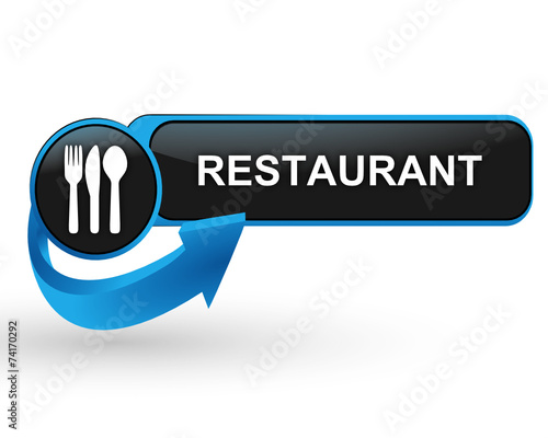 restaurant sur bouton web design bleu