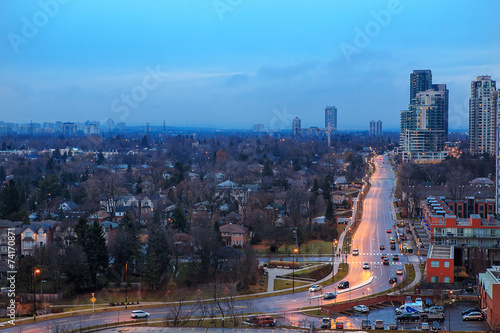 Photography Busy city at sunset twilight