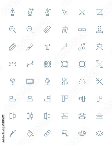 Thin line design tools icons set for web and mobile apps