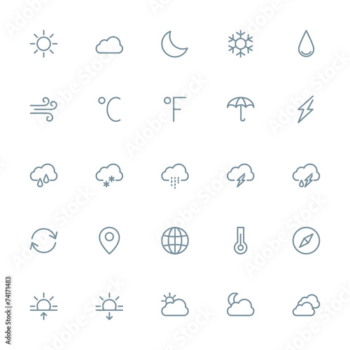 Thin line weather icons set for web and mobile apps