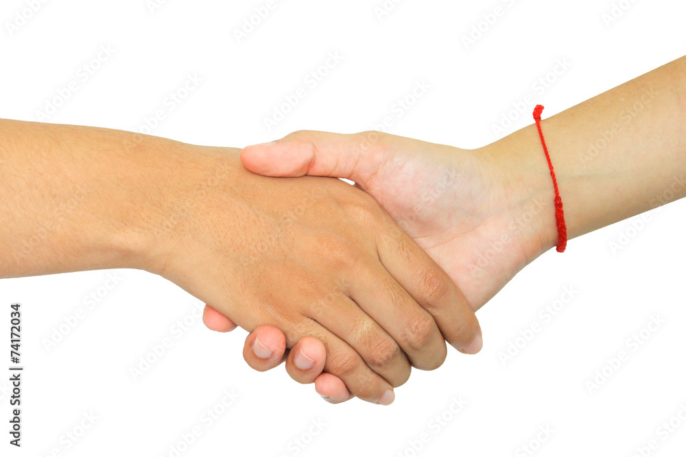 two persons shaking hands on white background two persons shaking hands on white background