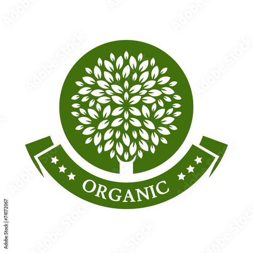 Green circle tree, vector logo design template. Organic product