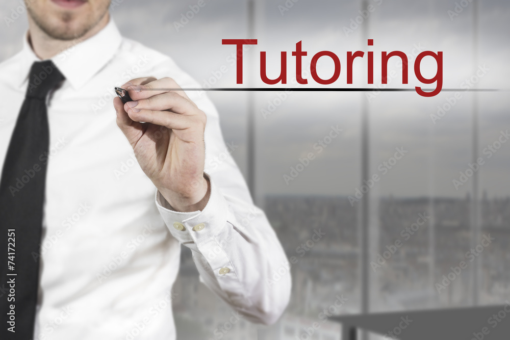 businessman writing tutoring in the air businessman writing tutoring in the air