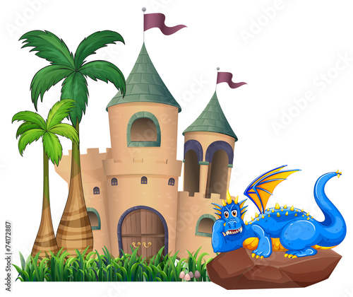 A dragon across the castle
