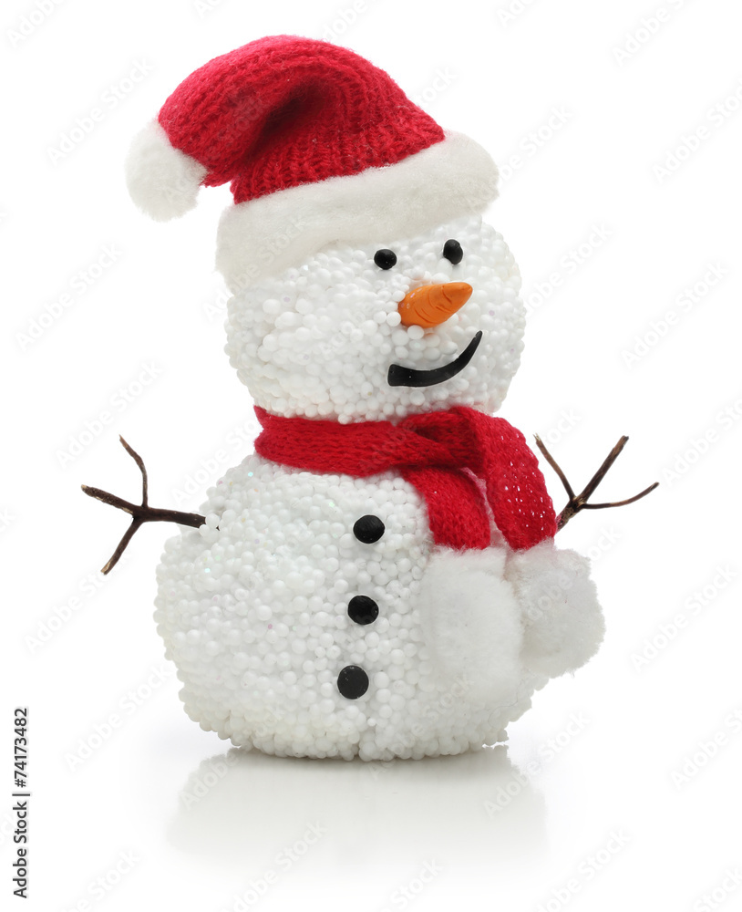 Snowman in Santa Claus xmas red hat Snowman in Santa Claus xmas red hat