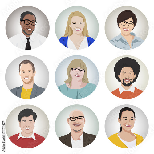Vector of Diverse Cheerful People's Faces