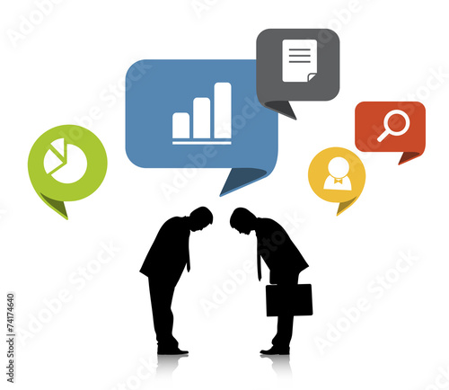 Silhouette of Business People and Work Related Symbols