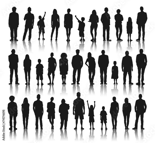 Silhouettes Group of Diversity People in a Row Concept