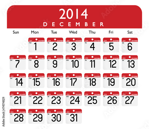 Vector of December 2014 Calendar