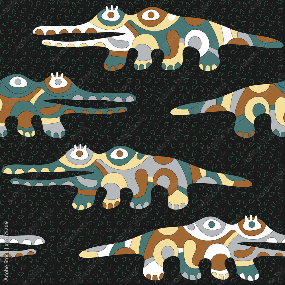 Seamless background with psychedelic crocodiles Seamless background with psychedelic crocodiles