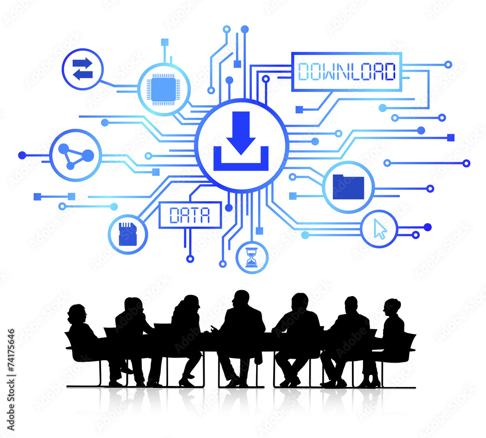 Vector of Business People Discussing Downloading Vector of Business People Discussing Downloading