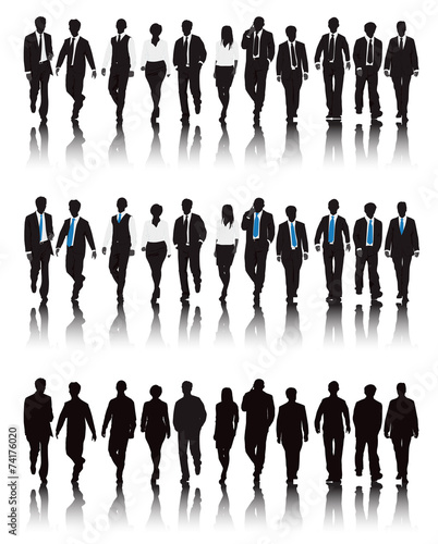 Vector of Multi-ethnic Business People Walking