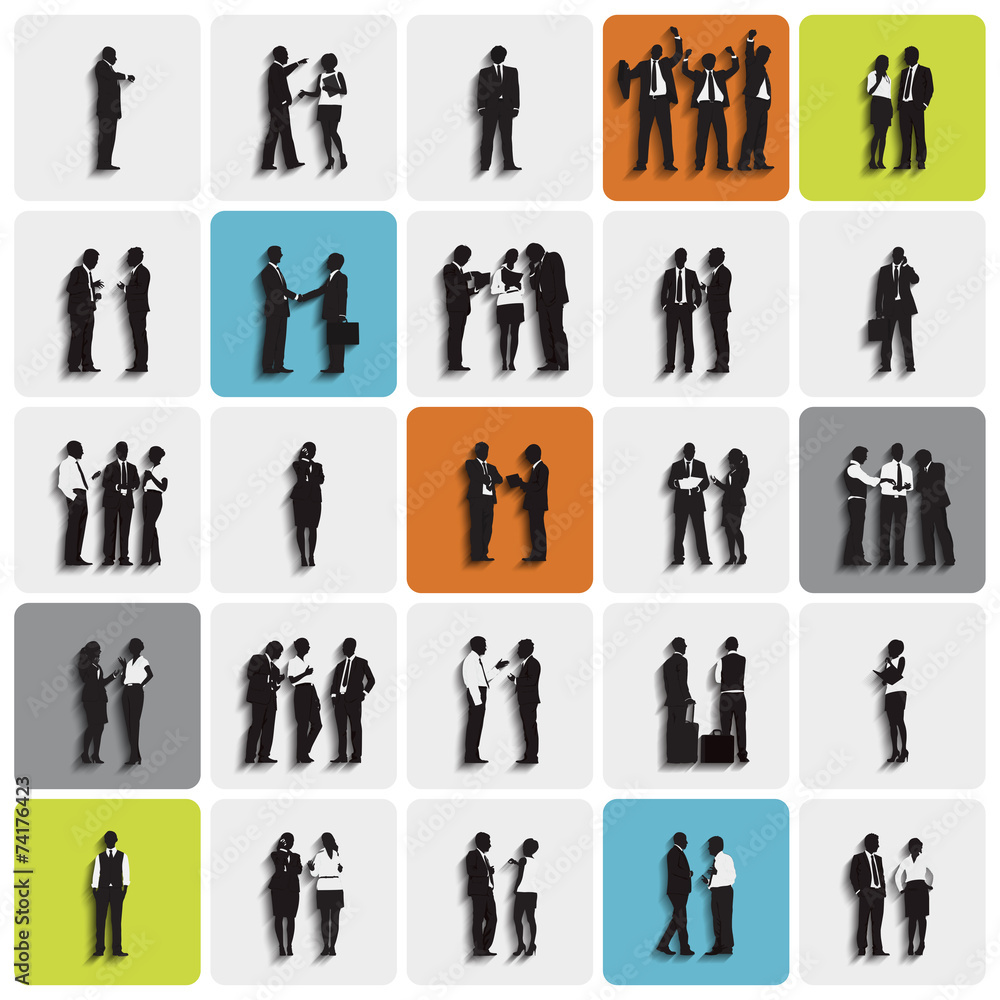 Isolated Silhouettes of Business People Working Isolated Silhouettes of Business People Working