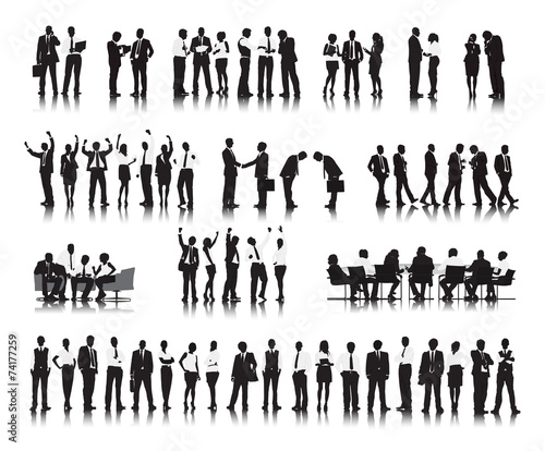 Silhouettes of Successful Business People Working