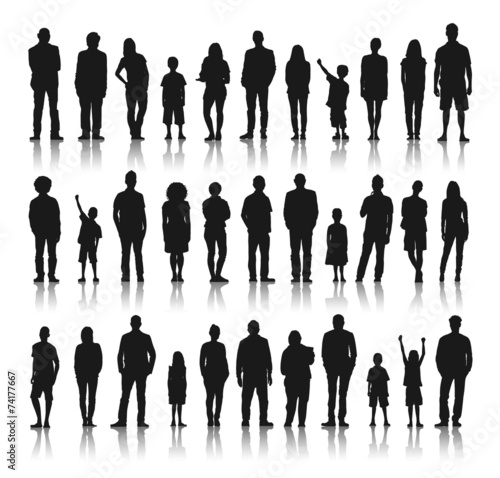 Silhouettes of Casual People in a Row