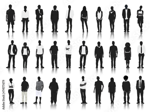 Silhouettes of Business People in a Row