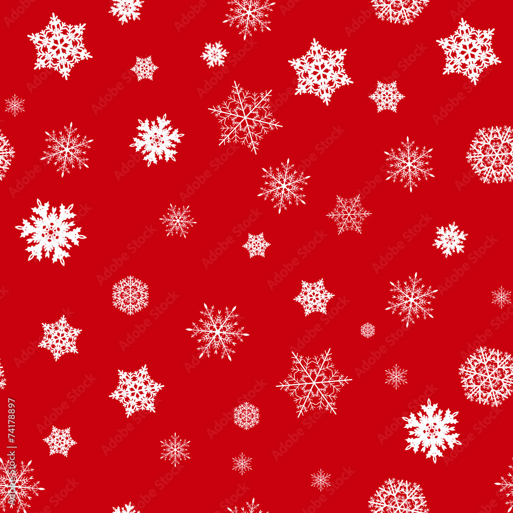 Snowflake on red background seamless pattern Snowflake on red background seamless pattern