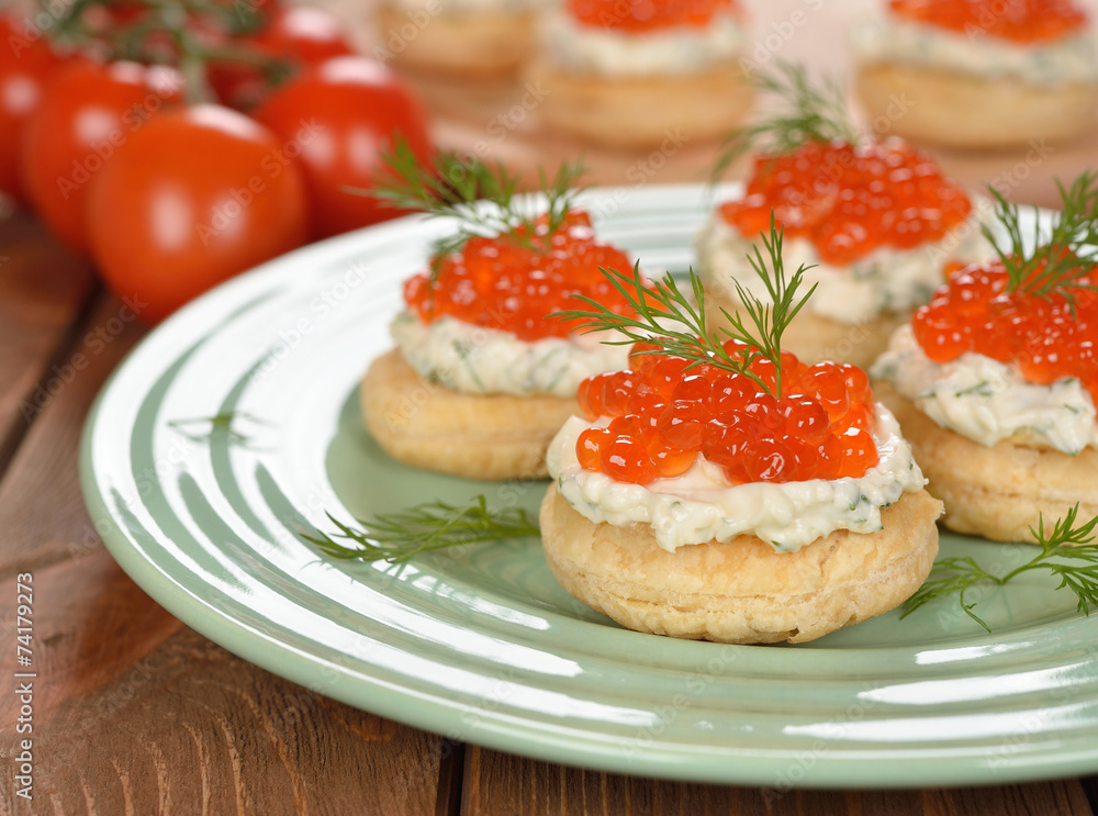 Appetizer with red caviar Appetizer with red caviar