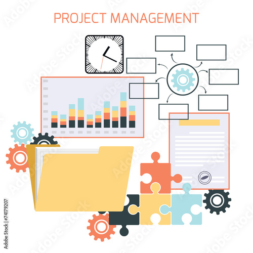 Flat design of project management