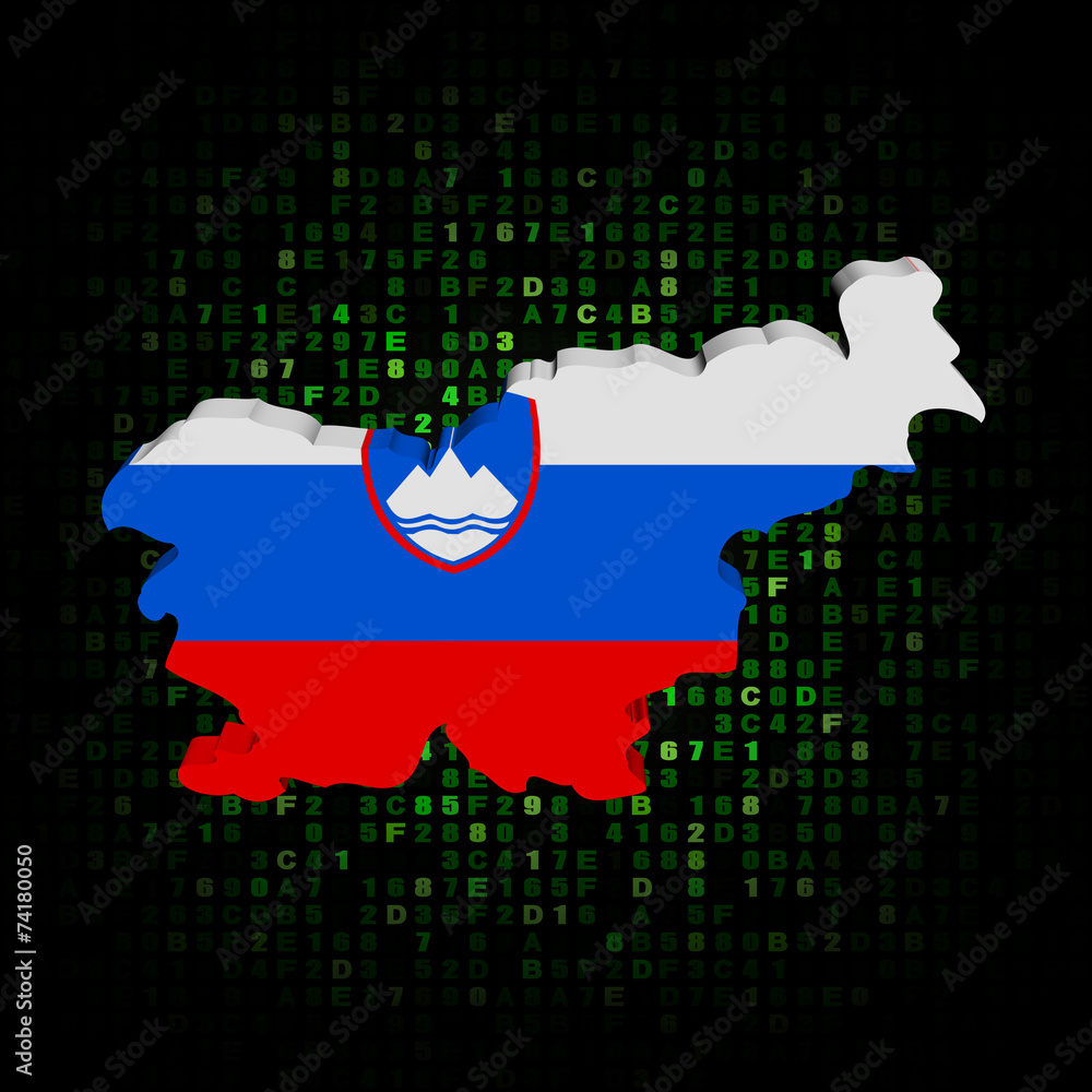 Slovenia map flag on hex code illustration
